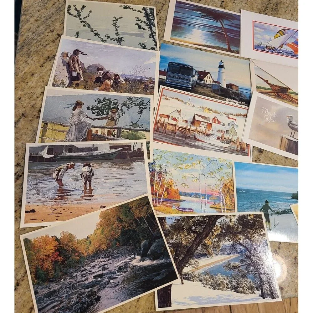 Vintage Greeting Cards Lot about 25+ Maine Nautical Boat Loon Lobster Scenic